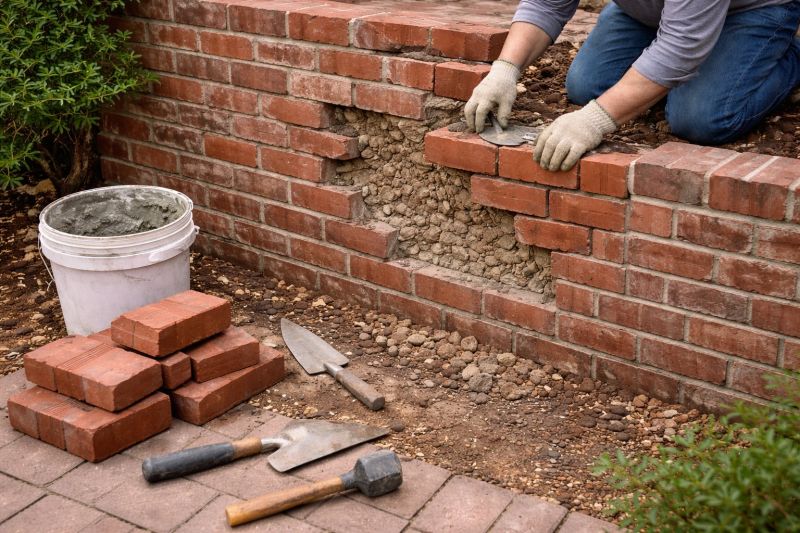 Brick Fence Repair in Hendersonville, NC