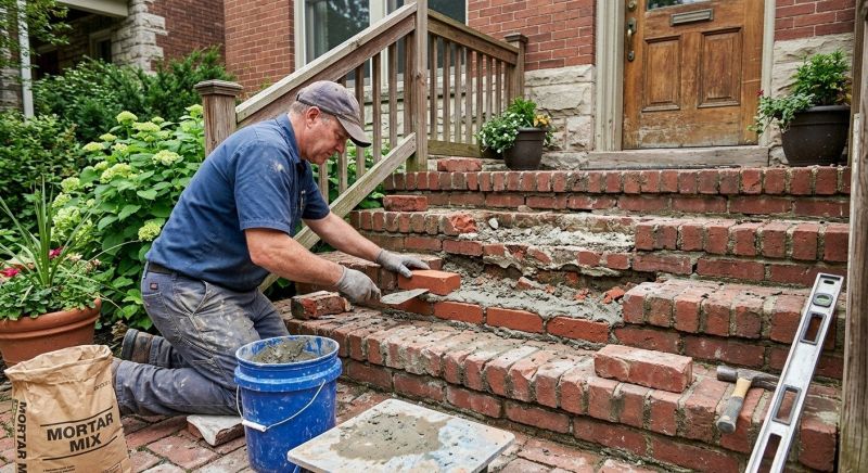 Brick Stoop Repair in Hendersonville, NC