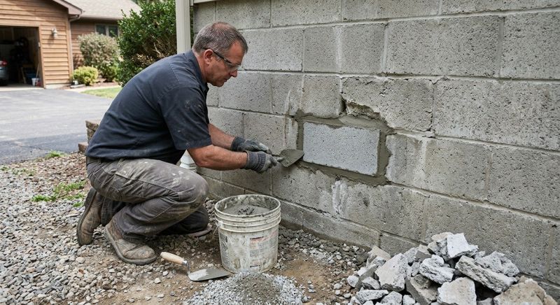 Cinder Block Wall Repair in Henderson County, NC